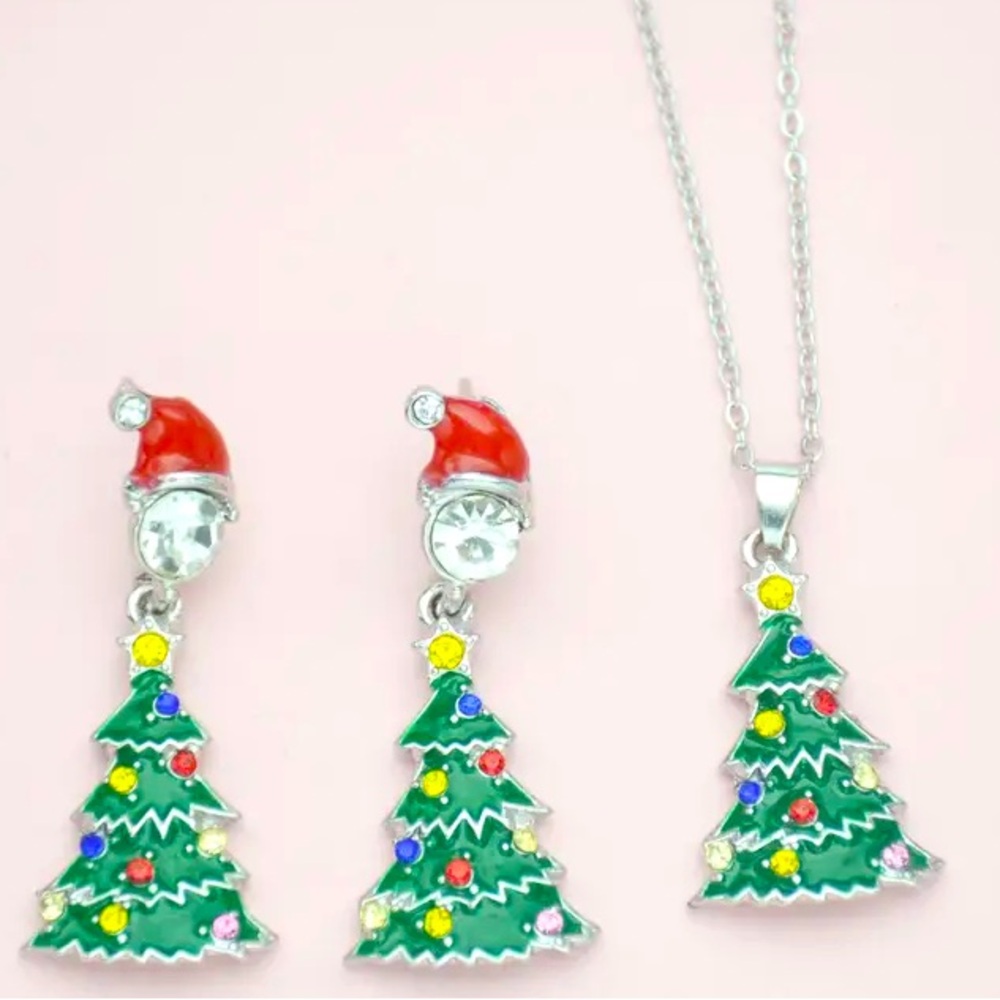 Christmas Tree necklace and earrings set